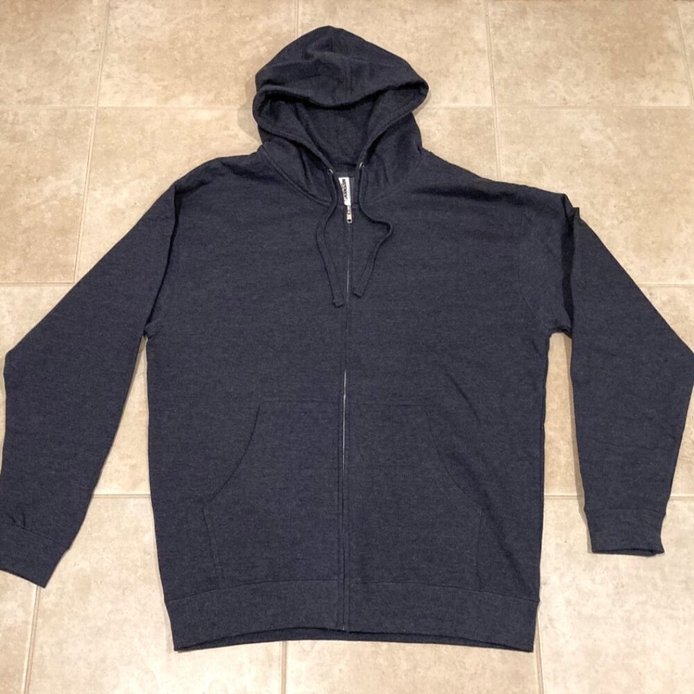 Full Zip Men's Heavyweight Hoodie Charcoal Gray - Large - New